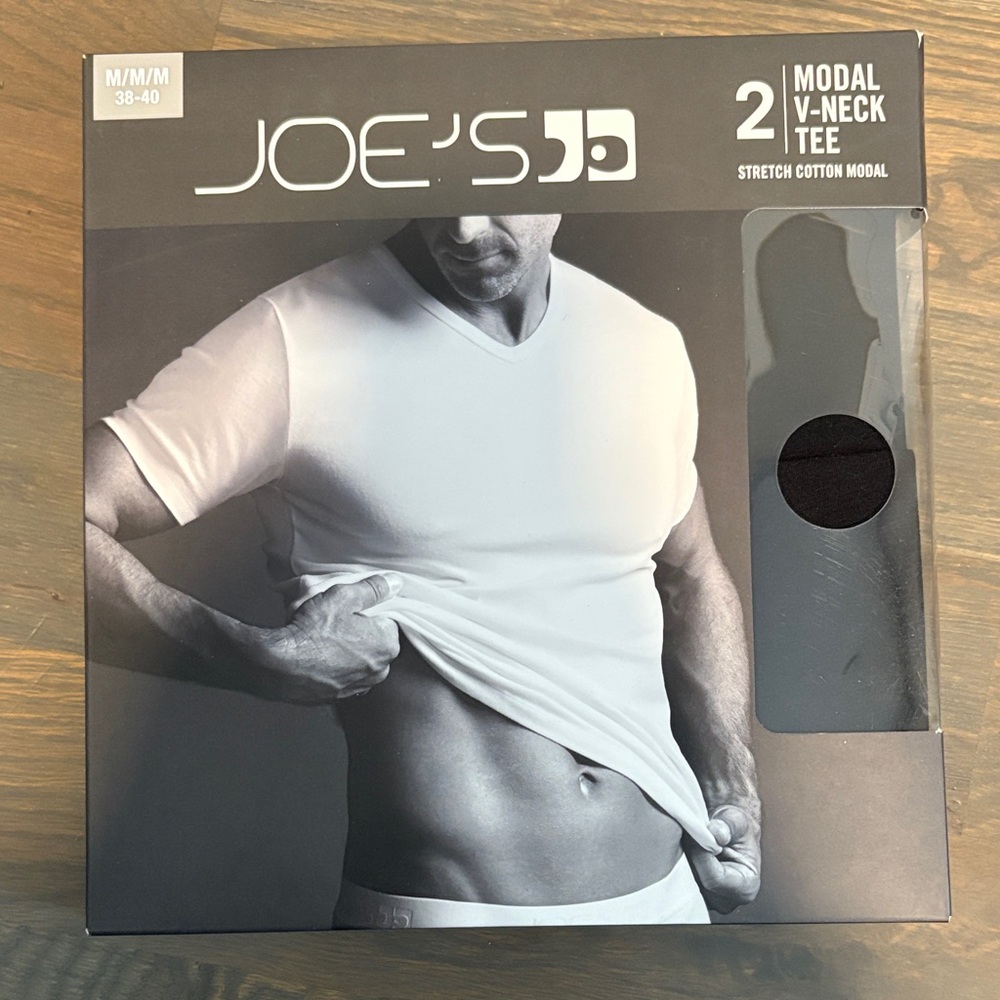 NWT Joe's Jeans Black Modal V-Neck Tee Undershirt - 2 Pack